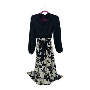 Cupshe Dress Womens Size S Dress Black And Beige Floral Swimsuit Coverup Beach